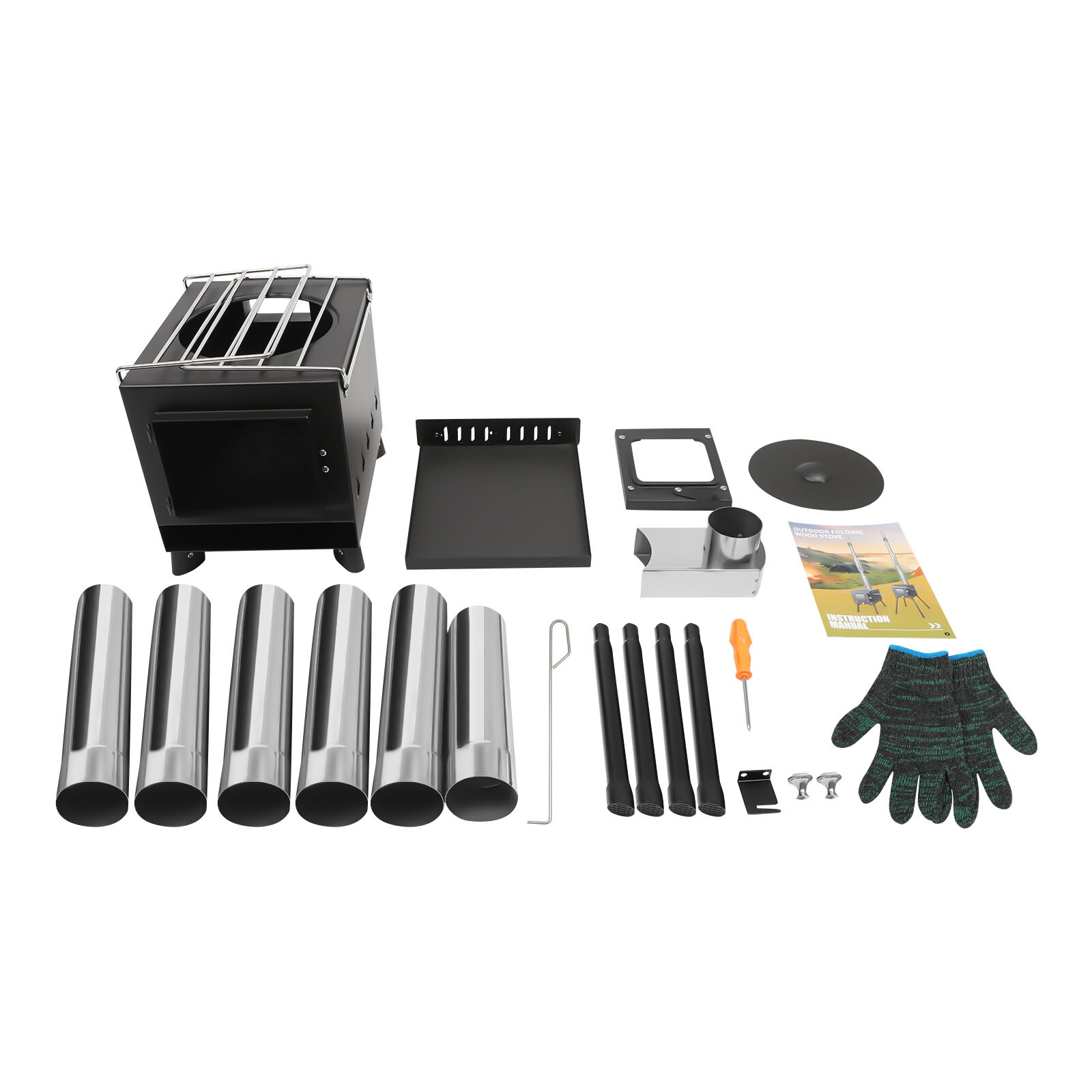 Tent Stove Portable Wood Burning Stove Carbon Steel for Camping Hunting