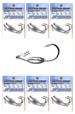 (6) Packs Reaction Strike 3/8 Oz Jr Series Weighted Swim Bait 8/0 Fish Hooks New