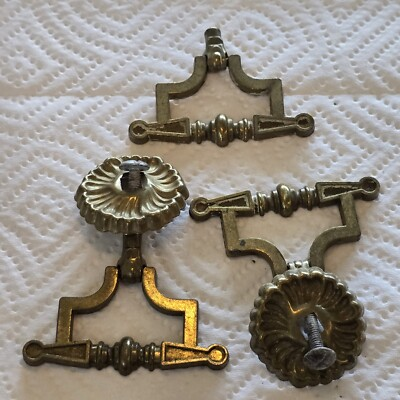 #ad Vtg Antique Brass Drawer Pulls Square Restoration Salvage Hardware Handles $29.99