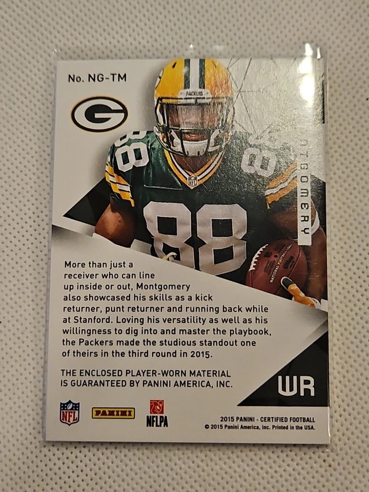 2015 Certified New Generation Jerseys Mirror Red #NGTM Ty Montgomery /249 - Image 2 of 2