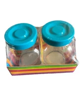 Glass Storage Containers Blue Desk Home Kitchen Decor Organization Accessories