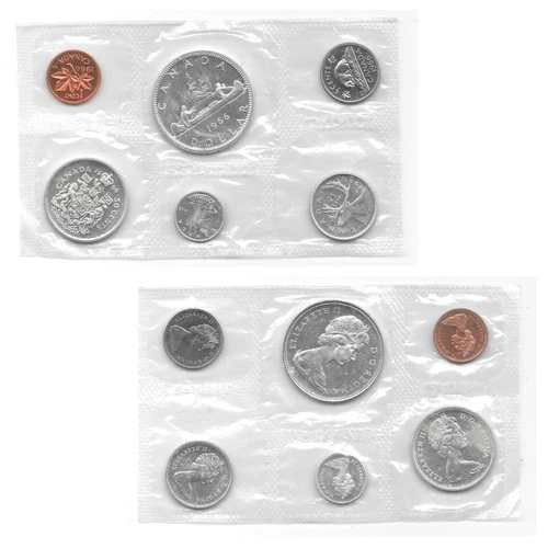 CANADA 1 CENT - 1 DOLLAR 1966 6 Coins Proof Like Set, (4 Silver Coins). BB21