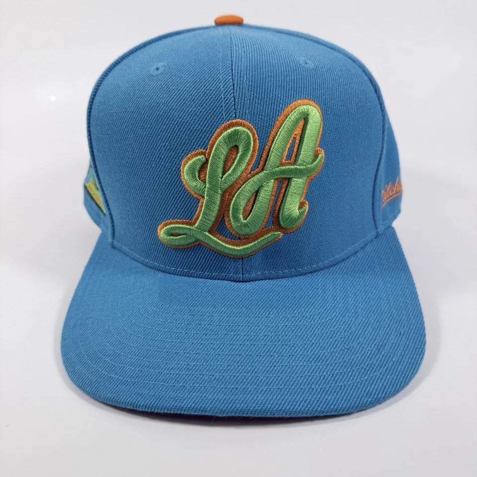 LA Lakers Mystery Van 50th Anniversary Mitchell & Ness Cap Blue Fitted 7 1/4 - Image 2 of 4