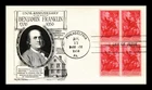 US COVER BENJAMIN FRANKLIN 250TH ANNIVERSARY FDC BLOCK OF 4 LOWRY ARISTOCRATS