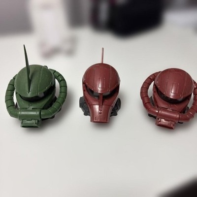 Gundam Zaku Head Custom Parts Assembly Figures Set of 3 (Mono-Eye