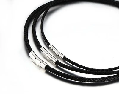 Lederkette  Lederband  Lederschnur geflochten  Verschluß Edelstahl Unisex18-70cm - Bild 1 von 4