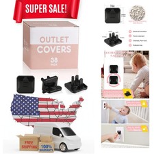 Outlet Covers 38-Pack Black Child Proof Electrical Protector Safety Improved ...