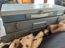 3 Vtg Metal Storage Boxes for 35mm Slides