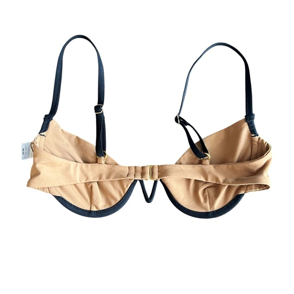 Top de bikini para mujer L*Space Nico bronceado negro cableado en V talla mediana Foto 4 de 4