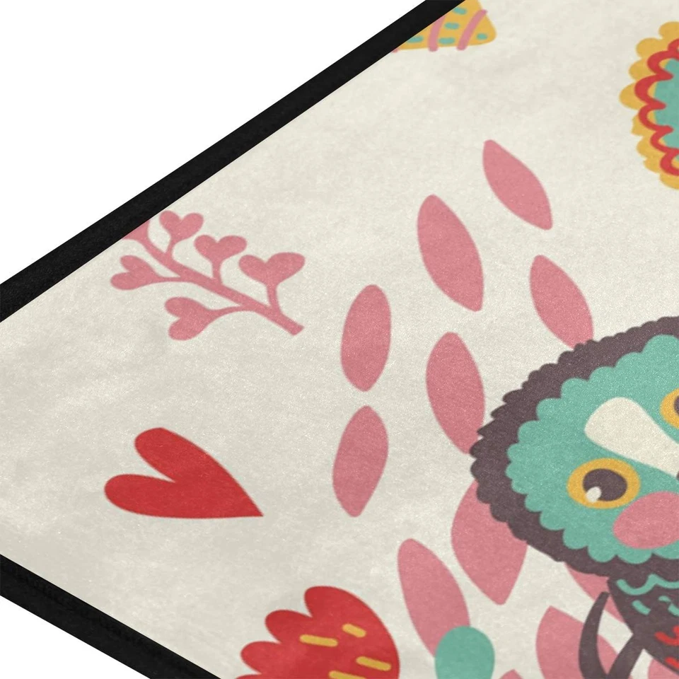 Kitchen Rugs Cute Owls On Branch Design Non-Slip Soft Kitchen Mats Bath Rug R... - Image 4 of 4