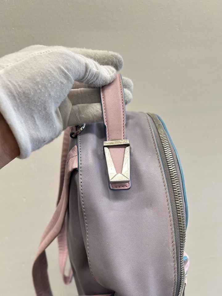 VERSACE Medusa Leather Backpack Purple Pink Gold Unisex Used Authentic - Image 2 of 4