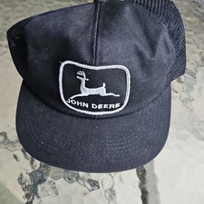 Vintage John Deere Black SnapBack Cap Patch Trucker Hat K-Products 70s 80s