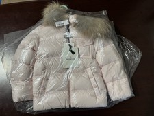NEW NWT Moncler Kids Baby Girl Down Puffer Pink Jacket with Fur Hood   Size 3 