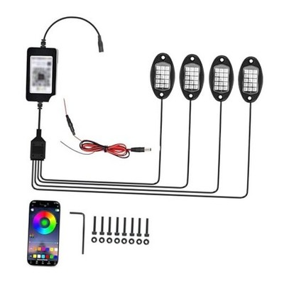  4 Pods RGB LED Rock Lights, Multicolor Underglow LED Light Kit with APP 