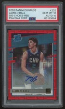 2020-21 Panini Donruss LaMelo Ball RC Rated Rookie Choice Red Auto /99 PSA 10 10