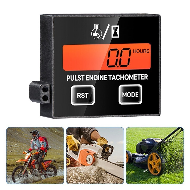 Digital Gasoline Engine Chainsaw Tachometer Hour Counter Meter RPM ATV Gauge