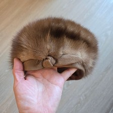 Vintage Fur Pill Box brown hat with bow