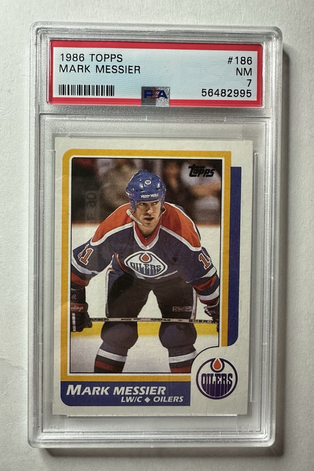 1986-87 Topps #186 Mark Messier Edmonton Oilers PSA 7