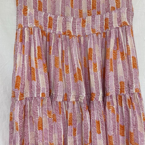 Lemlem Orange Pink Gold Printed Mini Tent Dress Ruffled V Neck - Small - Picture 17 of 20