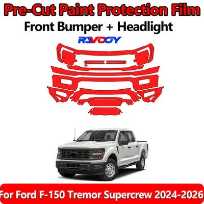 PreCut Front Bumper PPF Kit Film For Ford F-150 Tremor Supercrew 2024-2026 - Image 1 of 4