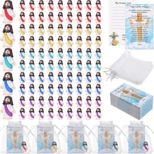 75 Sets Little Jesus Figures with Prayer Cards & Bags Christmas Mini Jesus Fi...