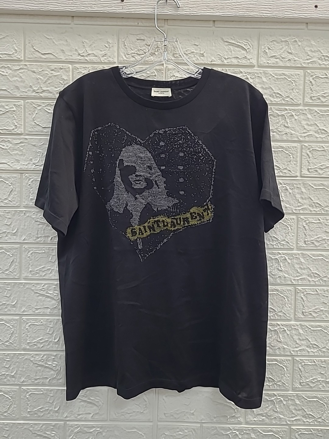T shirt Saint Laurent Paris grafica cuore nera nuova autentica taglia 4