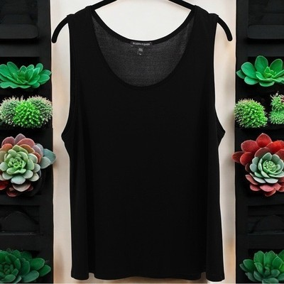 #ad Eileen Fisher Basic Jersey Black Tank Capsule Old Money Chic Women#x27;s Size S $19.93