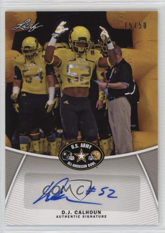 2014 Leaf US Army All-American Bowl Silver 15/50 DJ Calhoun #BA-DC1 Auto k4s
