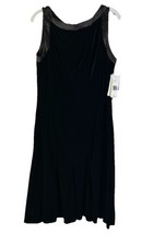 NOS Vintage 90s Whimsigoth Velour Velvet Swing Dress Black Womens 10