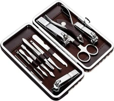 Nail Cuticle Clippers12Pcs Pedicure Manicure Set Cleaner Grooming Kit Case Tool