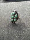 Vintage Navajo Cluster Ring Turquoise Sterling Silver Size 9
