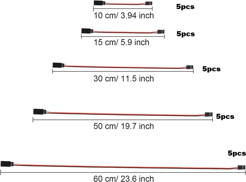 RC Servo Verlängerungskabel 3 Pin, JR Stecker, 10-60cm, 25 Stück - Bild 4 von 4