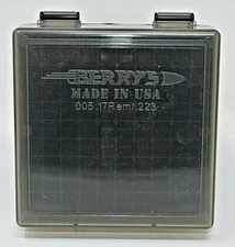 BERRY'S PLASTIC AMMO BOXES SMOKE 100 ROUND 223 / 5.56 - FREE SHIPPING