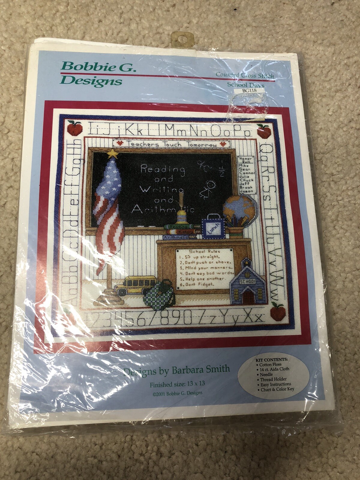 Bobbie G Designs School Days Counted Cross Stitch Kit BG-118 13”x 13” - New  | eBay