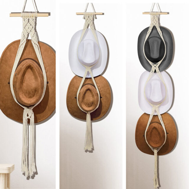 1-3 Hat Rope Boho Hand-Woven Macrame Hat Display Rack Hanger Hanging Cap Holder