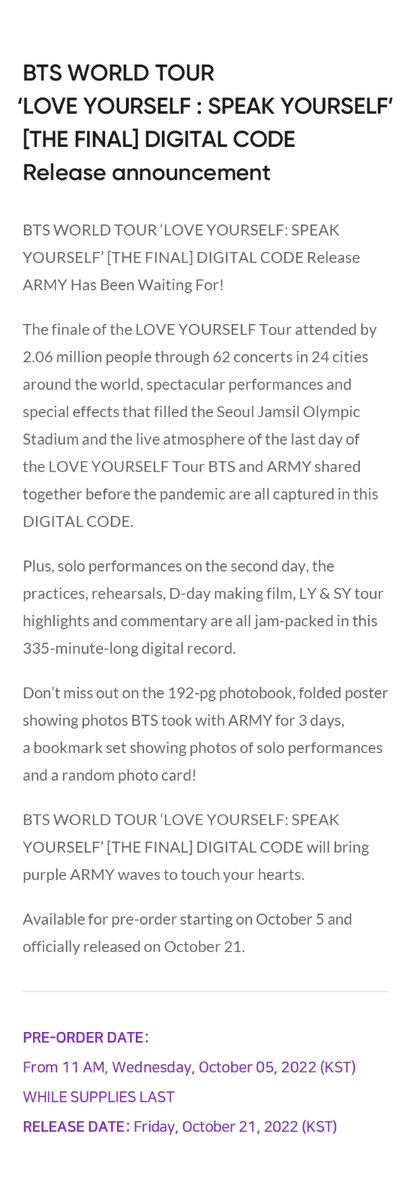 BTS - World Tour LOVE YOURSELF : SPEAK YOURSELF [THE FINAL