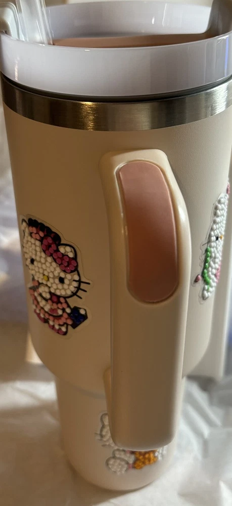 Tumbler 40 oz With Finished Hello Kitty Inspired Diamond Art Stickers
