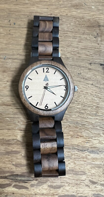 Treehut Wooden All Wood Zebeawood Quartz mens Watch-No Battery