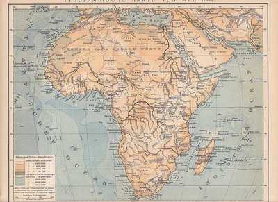 Afrika Hohenprofil Gebirge Gewasser Landkarte Um 1898 Sahara Ebay