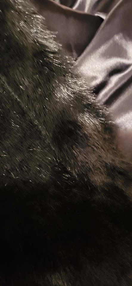 Luxe 48"x61" Black Faux Fur Lined Coverlet - Image 4 of 4