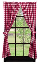 Red Buffalo Check Short Panel Set 63" Country Cottage Market Street