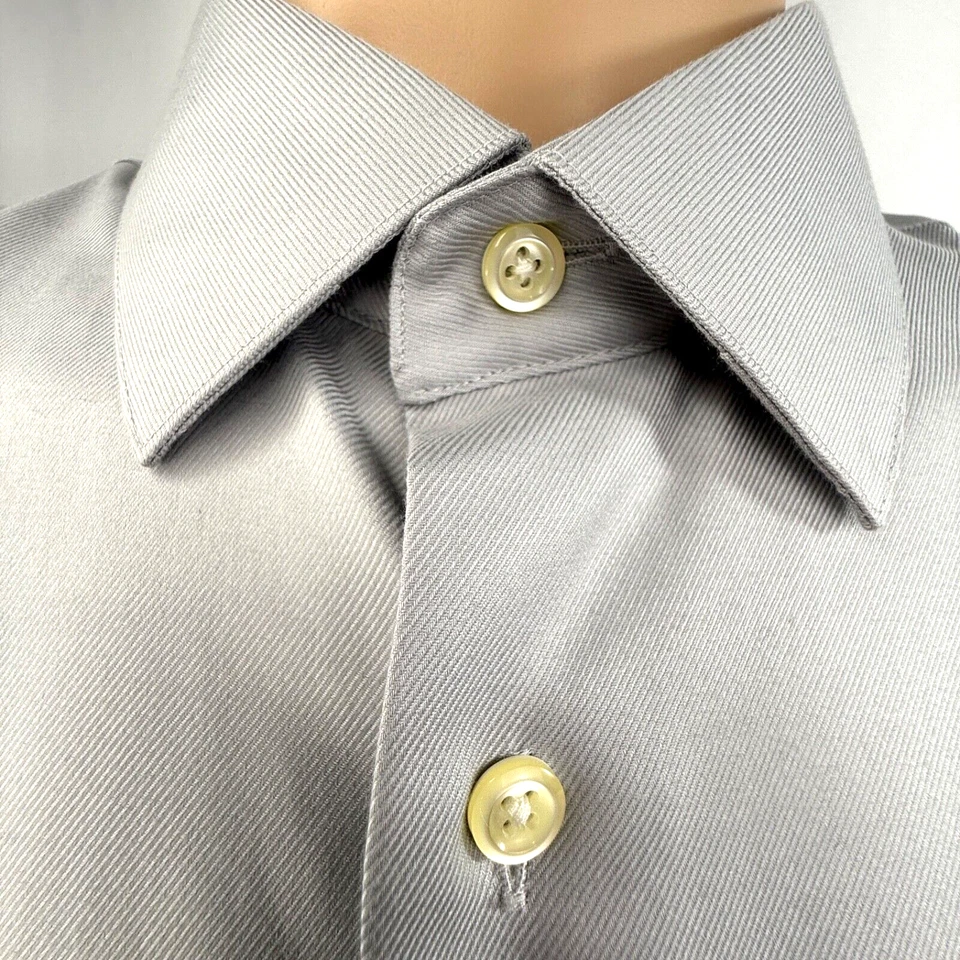 Мужская рубашка Pronto Uomo 18 34/35 светло-серая без железа рубашка на пуговицах новая с ценниками - Изображение 4 из 4