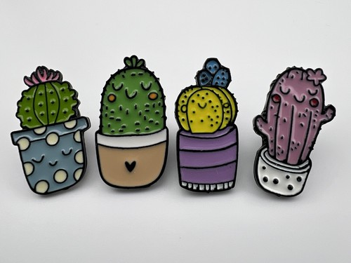 4x Plants Cacti Succulent Enamel Pins. Lapels. Used
