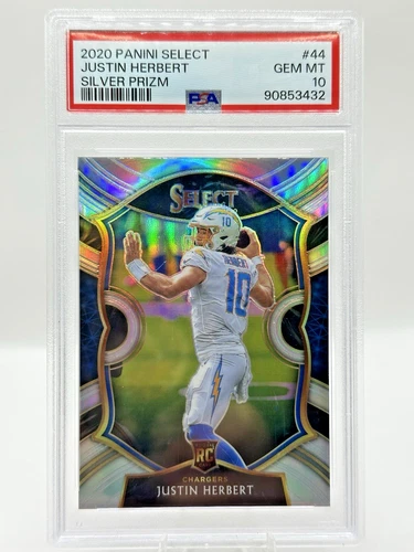 2020 Panini Select #44 Justin Herbert Chargers Silver Prizm RC Rookie PSA 10 GEM