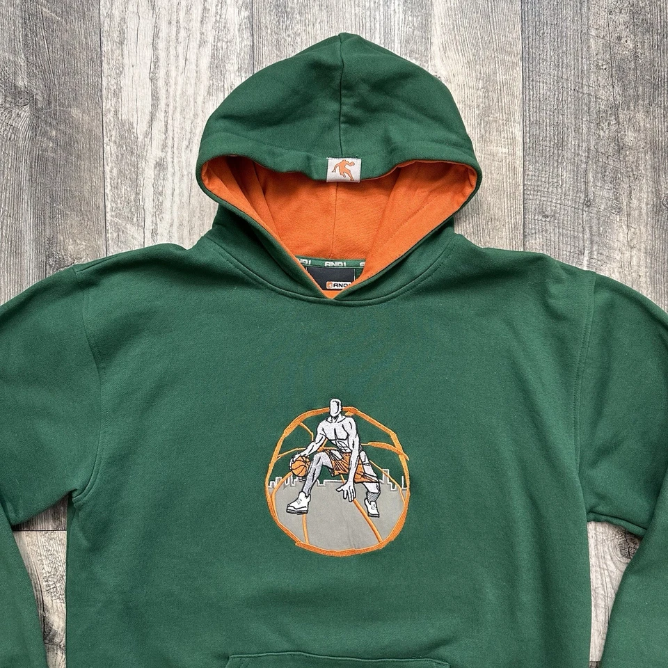 Sudadera con Capucha Vintage AND1 Para Hombre Mediana Verde Baloncesto Años 90 Y2K Bordada Foto 2 de 4