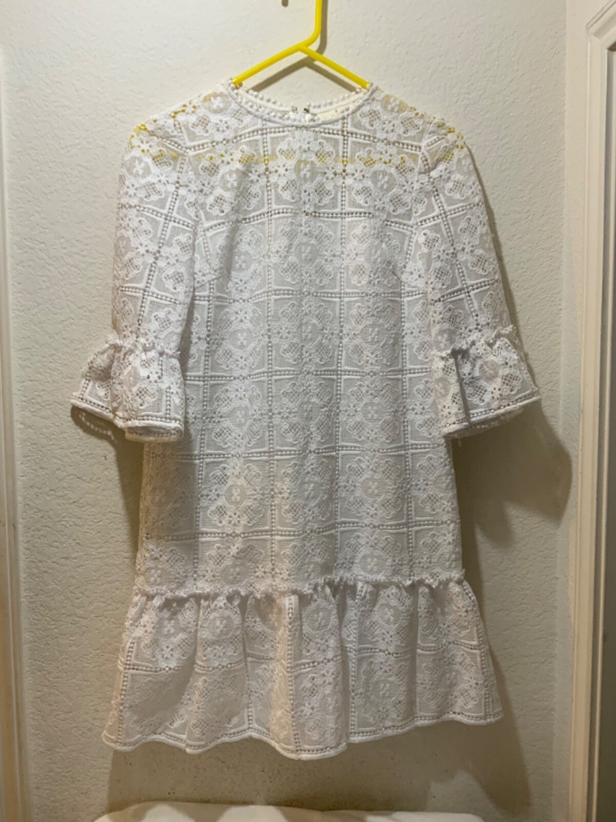 chinese dress ladies KATE SPADE New York White Scenic Route Lace Flounce Shift Dress (US 0  The  Freperie