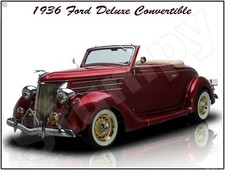 1936 Ford Deluxe Convertible Metal Sign 9 X 12 Or 12 X 16