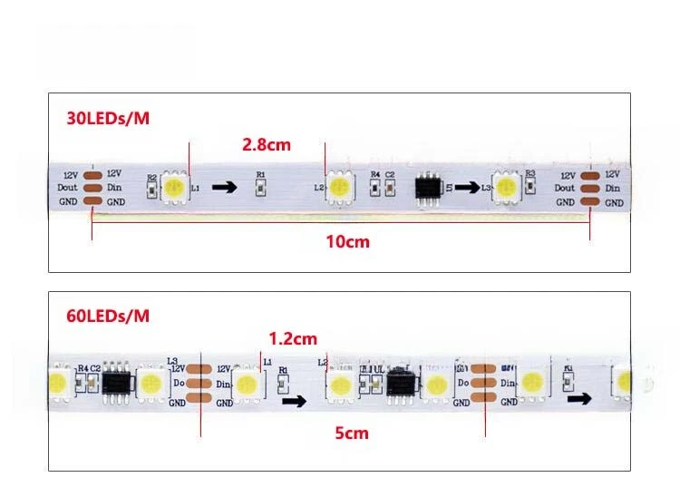 White/Warm Led Strip DC12V WS2811 L:5M W:10/12mm Outdoor Christmas Festival - Image 2 of 4