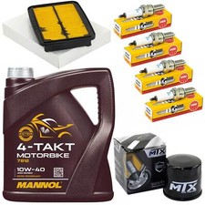 Wartung Zündkerzen Luftfilter Ölfilter 4L Öl Set für Suzuki GSF 600 Bandit 00-04
