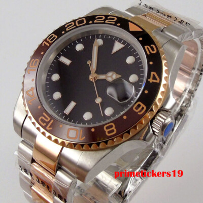 Rose Gold Coated Two Tone Automatic Men Watch Date NH35 Miyota8215 Ceramic Bezel